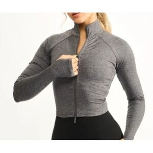 BuffBunny Collection Dream Heather Zip Jacket Full Zip Charcoal Gray Small